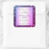 Paarse Gradient Glitter Product Verpakkingsetikett Vierkante Sticker (Tas)