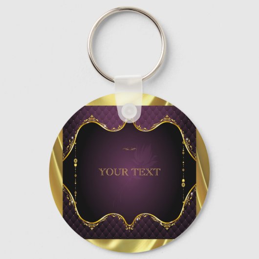 Paarse gradiënt + gouden Lijst accent Sleutelhanger (Voorkant)