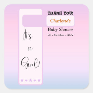 Paarse Gradiënt Lieve Oogbal Tekst Baby Shower Vierkante Sticker