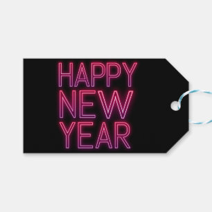 Paarse gradiënt nieuwjaar cadeaulabel