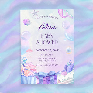 Paarse gradiënt onder het zeeen baby shower kaart
