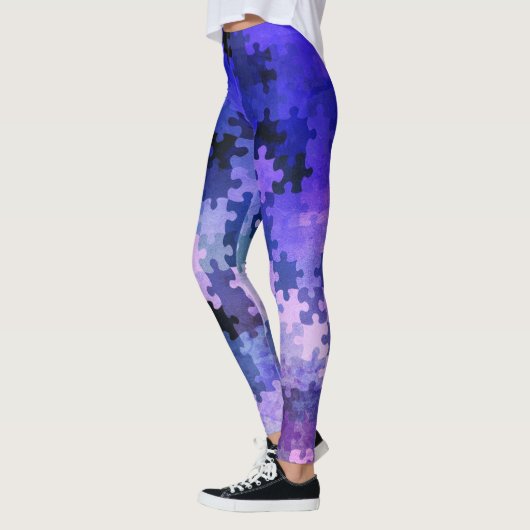 Paarse gradiënt puzzelstukjes leggings (Links)