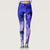 Paarse gradiënt puzzelstukjes leggings (Voorkant)
