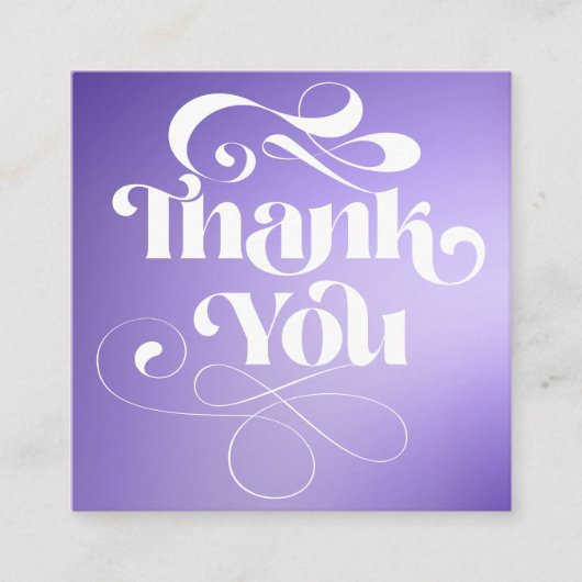 Paarse gradiënt retro manuscriptorde dank u vierkante visitekaartje (Voorkant)