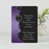 Paarse gradiënt Zilver  strijkt Kerstmis Feestdagenkaart (Staand voorkant)