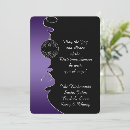 Paarse gradiënt Zilver  strijkt Kerstmis Feestdagenkaart (Staand voorkant)