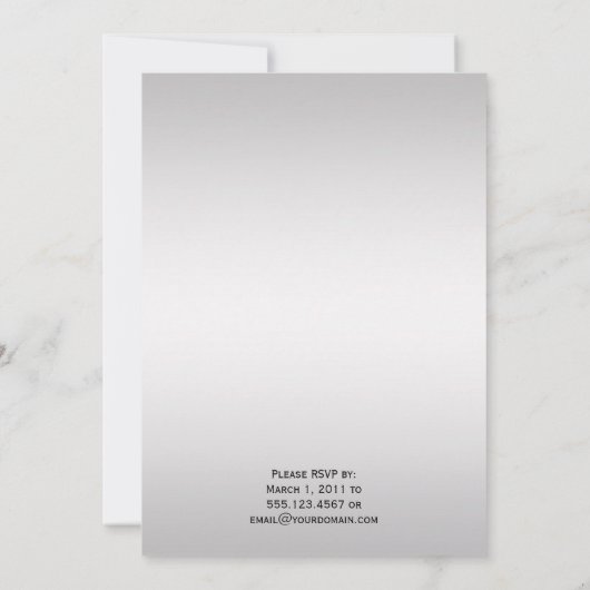 Paarse Gradiënt Zilver  Swirls Bruiloft Kaart (Achterkant)