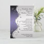 Paarse Gradiënt Zilver  Vlinders Bruiloft Kaart (Staand voorkant)