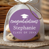 Paarse Graduation Cap felicitatie modern script Ronde Sticker