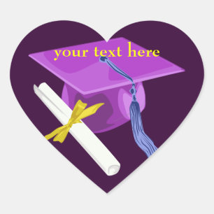 Paarse Graduation Cap Hart Stickers