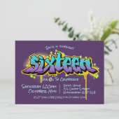 Paarse graffiti Teen Kaart (Staand voorkant)