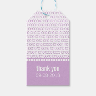 Paarse grafische binaire code Cadeaubonnen Labels Cadeaulabel