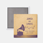 Paarse  Gramophone sparen de Datum Magnet Magneet (Voorkant / Achterkant)