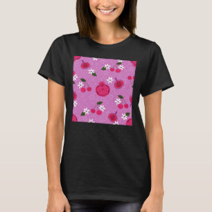 Paarse Granaatappel Fruit Kers Bloemrijke Madelief T-shirt