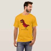 Paarse grappige boze dinosaurus cartoon met slogan t-shirt (Voorkant volledig)