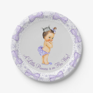 Paarse Grey Princess Baby shower Papieren Bordje