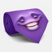 Paarse grijns emoji stropdas (Opgerold)