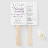 Paarse & Grijs Elegante Bruiloft Fans met Programm Handwaaier (Voorkant en achterkant)