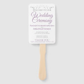 Paarse & Grijs Elegante Bruiloft Fans met Programm Handwaaier (Voorkant)