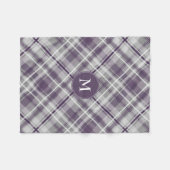 paarse grijs wit plaid patroon monogrammed fleece deken (Voorkant (Horizontaal))