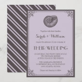 Paarse Grijs Zeeschelp Nautisch Trouw Uitnodiging (Voorkant / Achterkant)