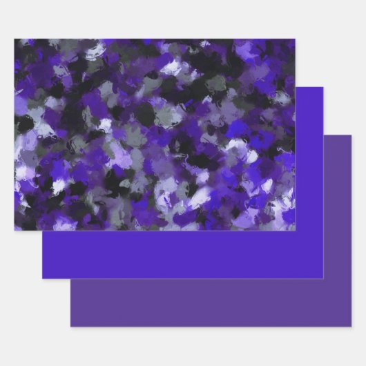 Paarse, Grijs, Zwart en Blauw Abstract Inpakpapier Vel (Set)