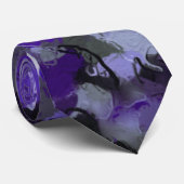 Paarse, Grijs, Zwart en Blauw Abstract Stropdas (Opgerold)