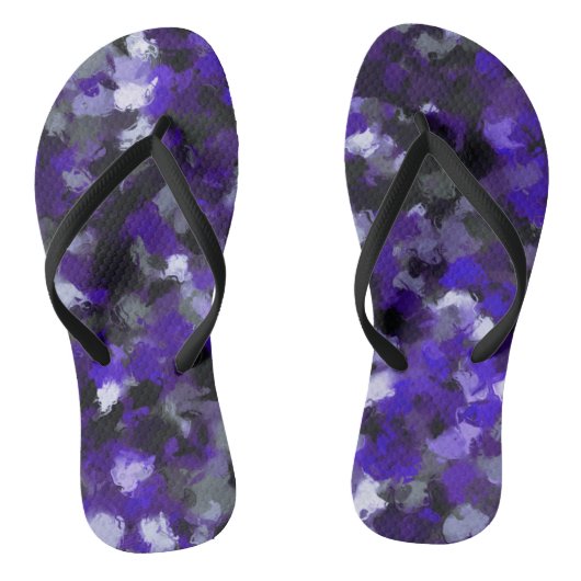 Paarse, Grijs, Zwart en Blauw Abstract Teenslippers (Voetbed)