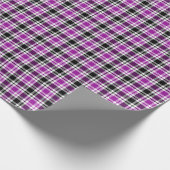 Paarse, Grijs, Zwart en Wit Plaid Cadeaupapier (Hoek)