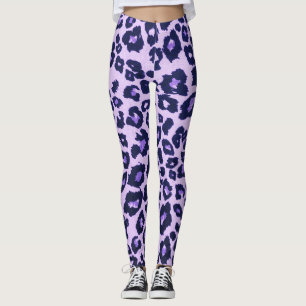 Paarse Grijs Zwart Leopard Animal Print Leggings