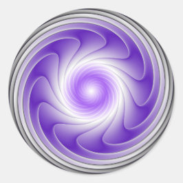 Paarse Grijze 3D Spiraal Moderne Abstracte Fractal Ronde Sticker