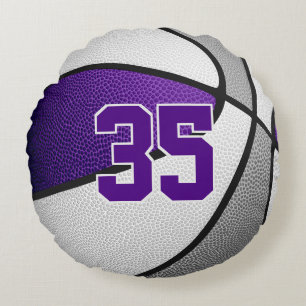 paarse Grijze Basketbal Team Kleuren Sport Decor Rond Kussen