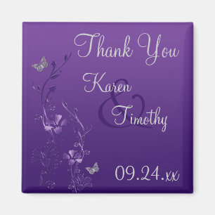 Paarse Grijze Bloemen Vlinder Bruiloft Favor Magne Magneet