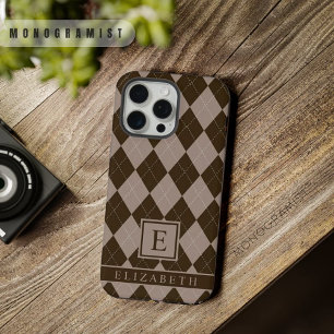  Paarse Grijze Bruine Argyle Patroon iPhone 15 Pro Max Hoesje