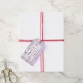 Paarse & Grijze Chevron Ballerina Bedankt Gift Lab Cadeaulabel (Met Touw)