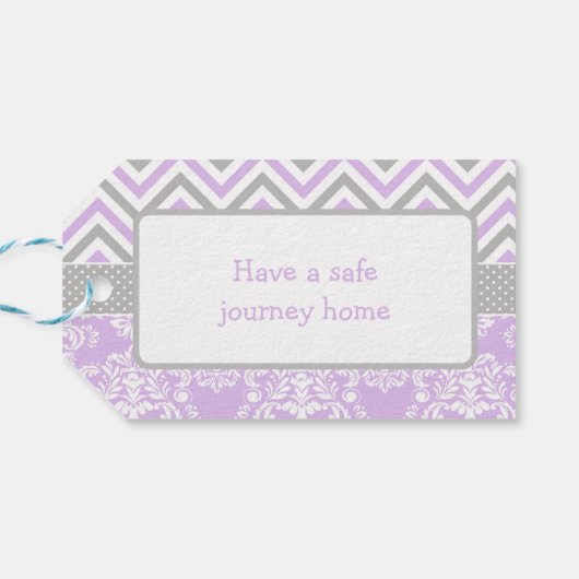 Paarse & Grijze Chevron Ballerina Bedankt Gift Lab Cadeaulabel (Achterkant Horizontaal)