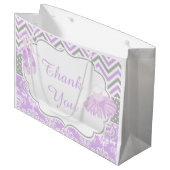 Paarse Grijze Chevron Ballerina Verjaardag Bedankt Groot Cadeauzakje (Voorkant Gekanteld)