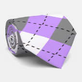 Paarse, grijze en witte Argyle nektie Stropdas (Opgerold)
