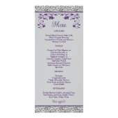 Paarse, grijze liefde harten bruiloft menu (Achterkant)