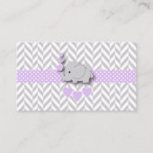 Paarse Grijze Olifant Baby shower Luier Raffle Informatiekaartje (Voorkant)