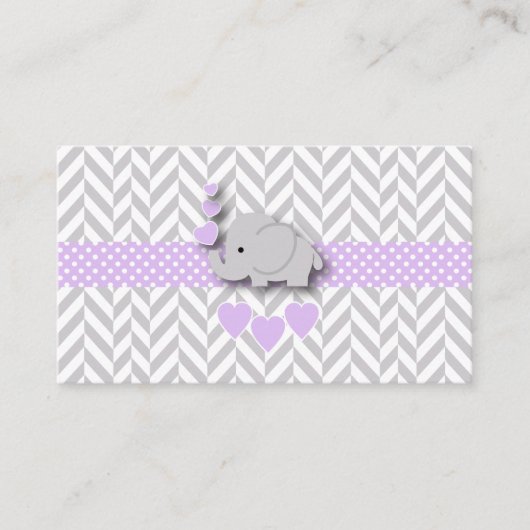Paarse Grijze Olifant Baby shower Luier Raffle Informatiekaartje (Voorkant)