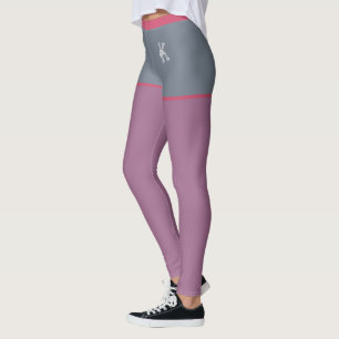 Paarse grijze roze, Fake Shorts, aangepast monogra Leggings