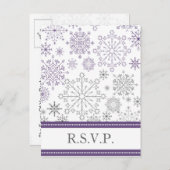 paarse grijze sneeuwvlok mod winter bruiloft RSVP Uitnodiging Briefkaart (Voorkant / Achterkant)
