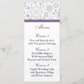 paarse grijze sneeuwvlok winter bruiloft menu kaar (Voorkant)