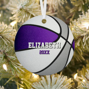 paarse grijze sportteamkleuren basketbal metaal of metalen ornament