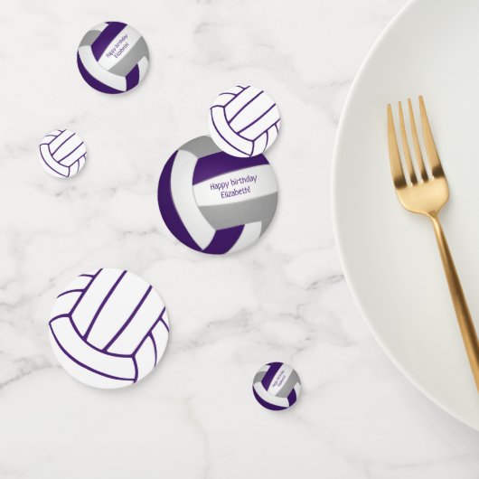 Paarse grijze teamkleuren volleybal verjaardag confetti (Groep)