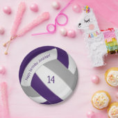 Paarse grijze volleybalpartij papieren bordje (Feest)