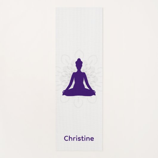 Paarse-Grijze Yoga Pose en Aangepaste Naam Yogamat (Voorkant)