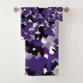 Paarse grijze zwarte Camouflage Camouo Print Bad Handdoek (Insitu)