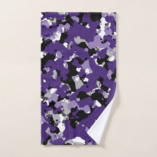 Paarse grijze zwarte Camouflage Camouo Print Bad Handdoek (Handdoek)